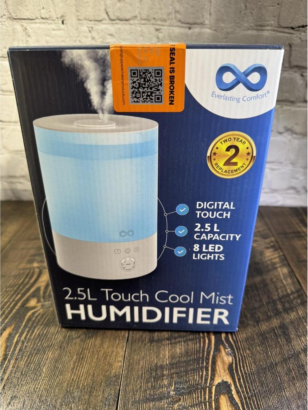 Humidifier Touch Cool Mist 2.5 L Tank Aromatherapy 20 Hr run time Colored Lights